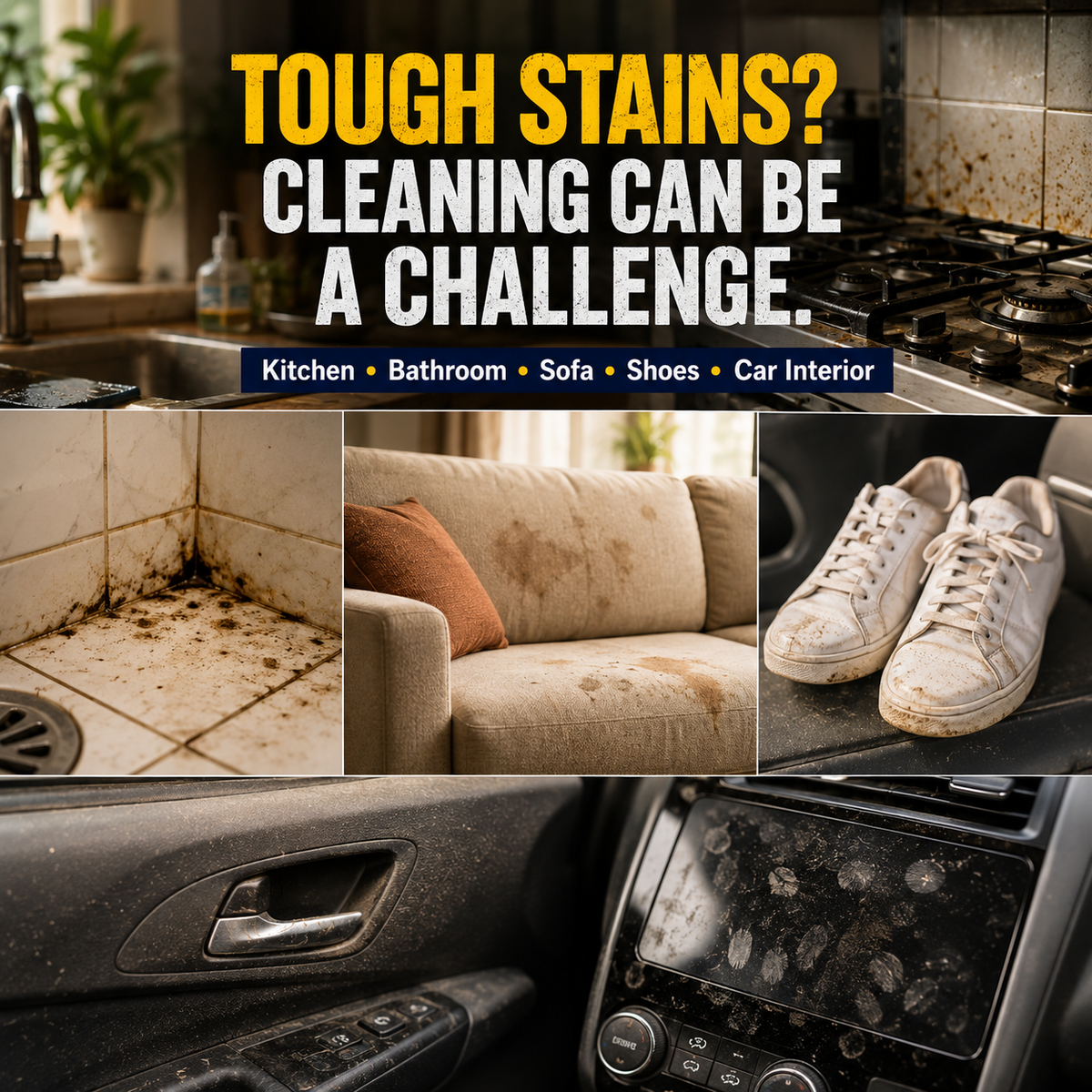 Multi-Purpose Foam Cleaner & Stain Remover – Deep Cleaning Spray for Home, Car, Sofa, Shoes & More