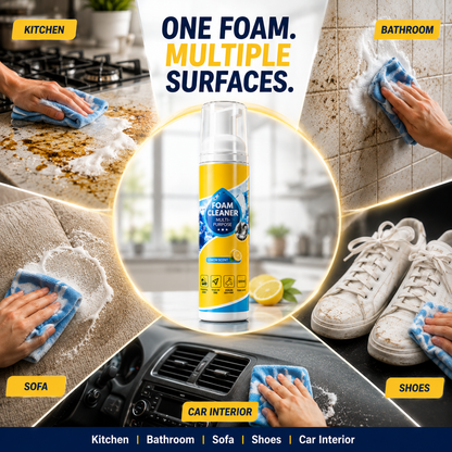 Multi-Purpose Foam Cleaner & Stain Remover – Deep Cleaning Spray for Home, Car, Sofa, Shoes & More