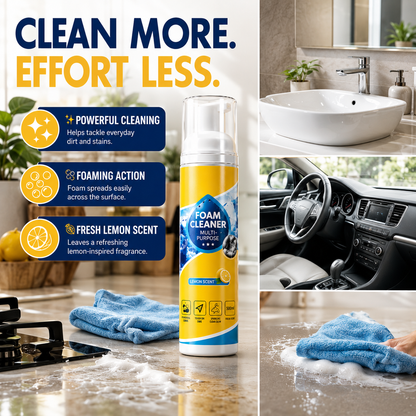 Multi-Purpose Foam Cleaner & Stain Remover – Deep Cleaning Spray for Home, Car, Sofa, Shoes & More