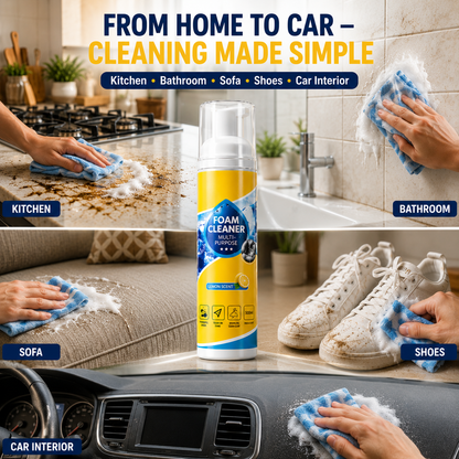 Multi-Purpose Foam Cleaner & Stain Remover – Deep Cleaning Spray for Home, Car, Sofa, Shoes & More